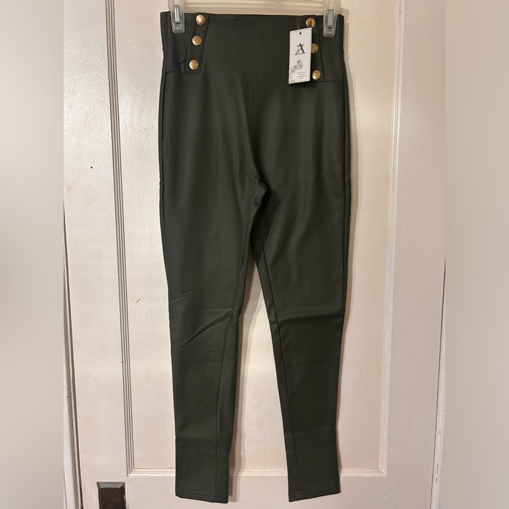 Green Pleather Leggings